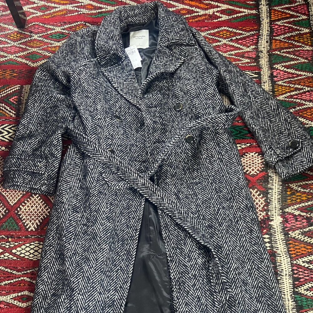 NWT Abercrombie Wool-Blend Belted Trench Coat
